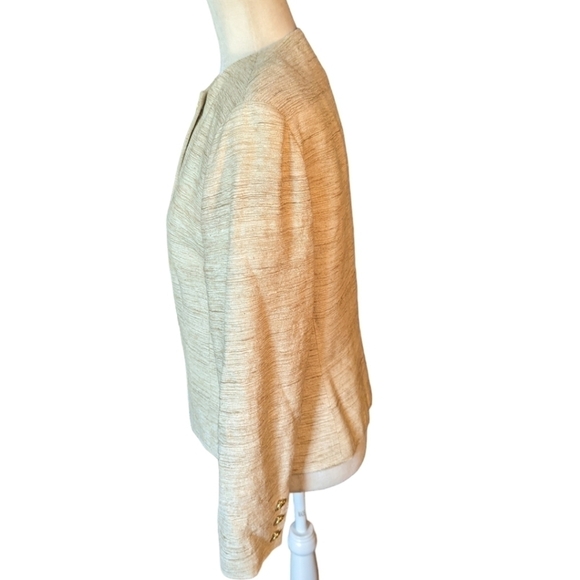 Vtg. Herbert Grossman button front neutral cream Tweed tailored blazer sz 12P - Picture 7 of 11